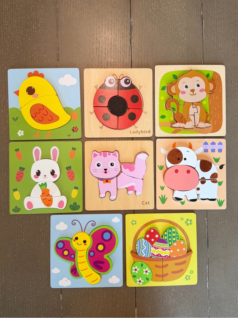 Baby & Toddler Animal Block Wooden Puzzles Montessori Bundle • 8 Puzzles